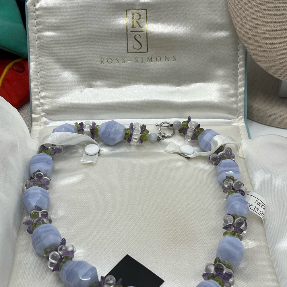 Ross-Simons Gemstone Cluster Necklace – Blue Agate, Amethyst, Peridot, Quartz - Picture 12 of 17